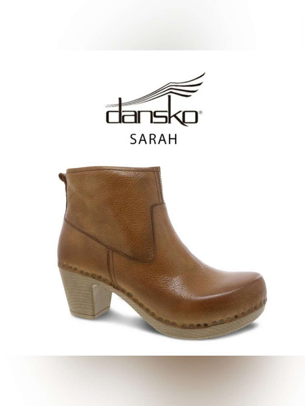 Dansko Sarah Clog Boot Ankle Bootie Heel Pump Zipper Honey Burnished Boho Gypsy